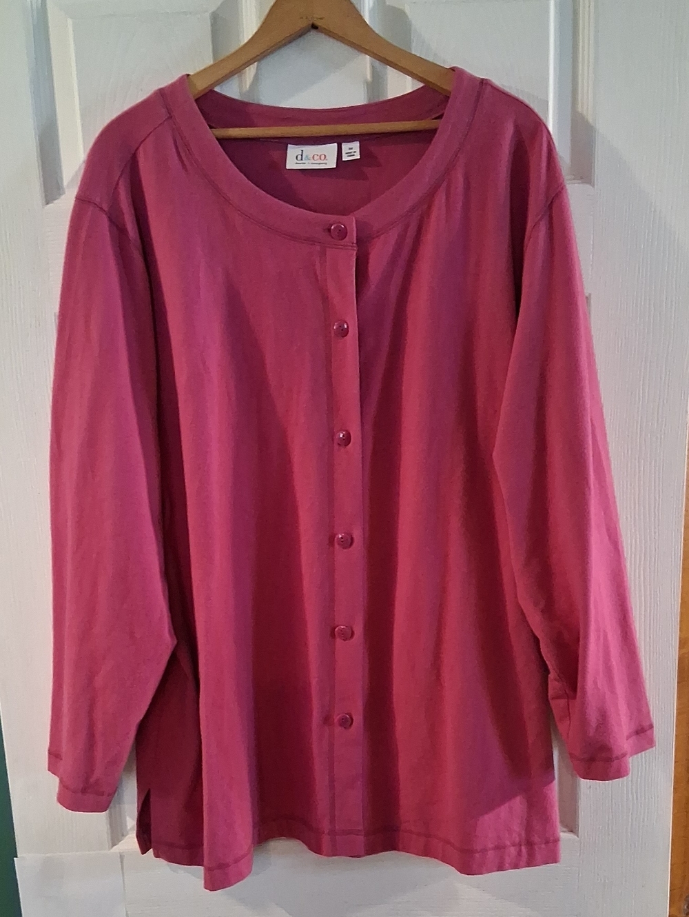 d.co Pink Button-Front Lightweight Cardigan